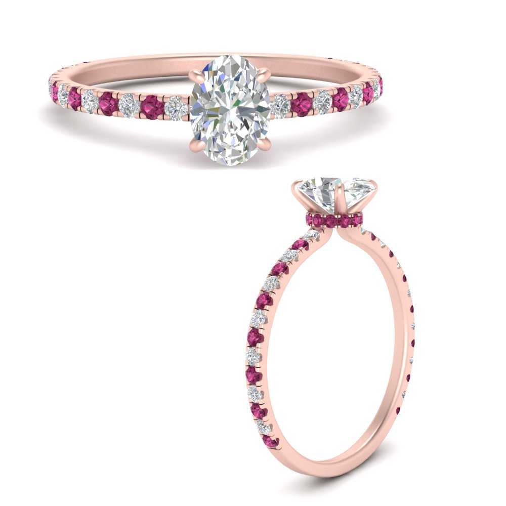 three-fourth-under-halo-oval-shaped-diamond-engagement-ring-with-pink-sapphire-in-FD9168OVRGSADRPIANGLE3-NL-RG