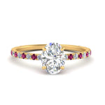 Load image into Gallery viewer, three-fourth-under-halo-oval-shaped-diamond-engagement-ring-with-pink-sapphire-in-FD9168OVRGSADRPIANGLE3-NL-YG
