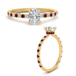 Load image into Gallery viewer, three-fourth-under-halo-oval-shaped-diamond-engagement-ring-with-ruby-in-FD9168OVRGRUDRANGLE3-NL-YG
