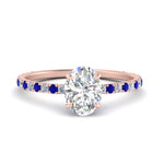 Load image into Gallery viewer, three-fourth-under-halo-oval-shaped-diamond-engagement-ring-with-sapphire-in-FD9168OVRGSABLANGLE3-NL-RG
