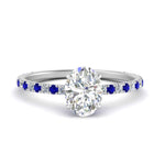 Load image into Gallery viewer, three-fourth-under-halo-oval-shaped-diamond-engagement-ring-with-sapphire-in-FD9168OVRGSABLANGLE3-NL-WG
