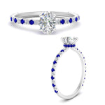 Load image into Gallery viewer, three-fourth-under-halo-oval-shaped-diamond-engagement-ring-with-sapphire-in-FD9168OVRGSABLANGLE3-NL-WG
