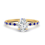 Load image into Gallery viewer, three-fourth-under-halo-oval-shaped-diamond-engagement-ring-with-sapphire-in-FD9168OVRGSABLANGLE3-NL-YG
