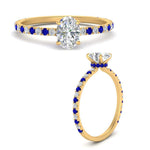 Load image into Gallery viewer, three-fourth-under-halo-oval-shaped-diamond-engagement-ring-with-sapphire-in-FD9168OVRGSABLANGLE3-NL-YG
