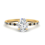Load image into Gallery viewer, three-fourth-under-halo-oval-shaped-engagement-ring-with-black-diamond-in-FD9168OVRGBLACKANGLE3-NL-YG
