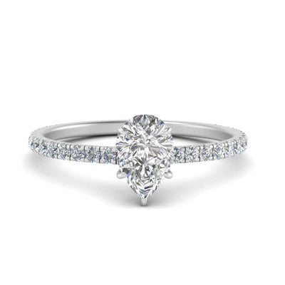Three Fourth Pear Cut Under Halo Ring