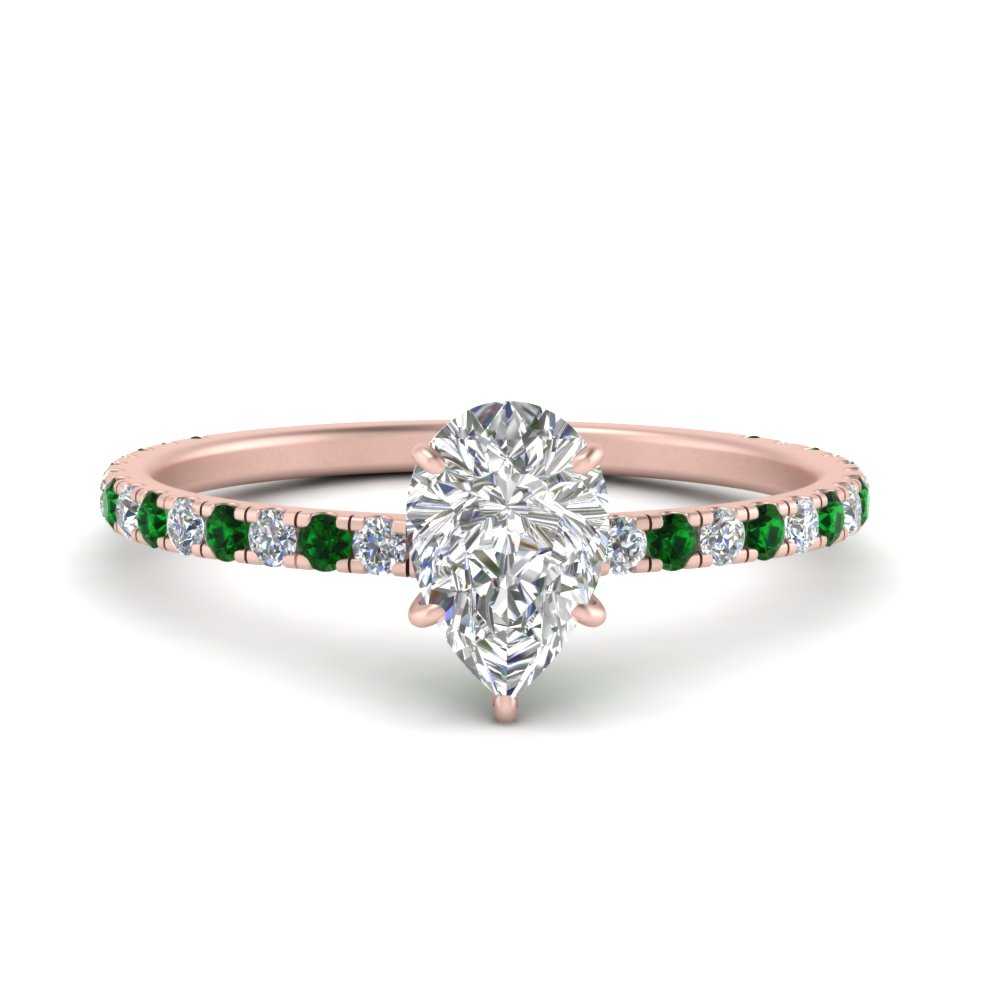 three-fourth-under-halo-pear-shaped-diamond-engagement-ring-with-emerald-in-FD9168PERGEMGRANGLE3-NL-RG