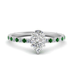 Load image into Gallery viewer, three-fourth-under-halo-pear-shaped-diamond-engagement-ring-with-emerald-in-FD9168PERGEMGRANGLE3-NL-WG