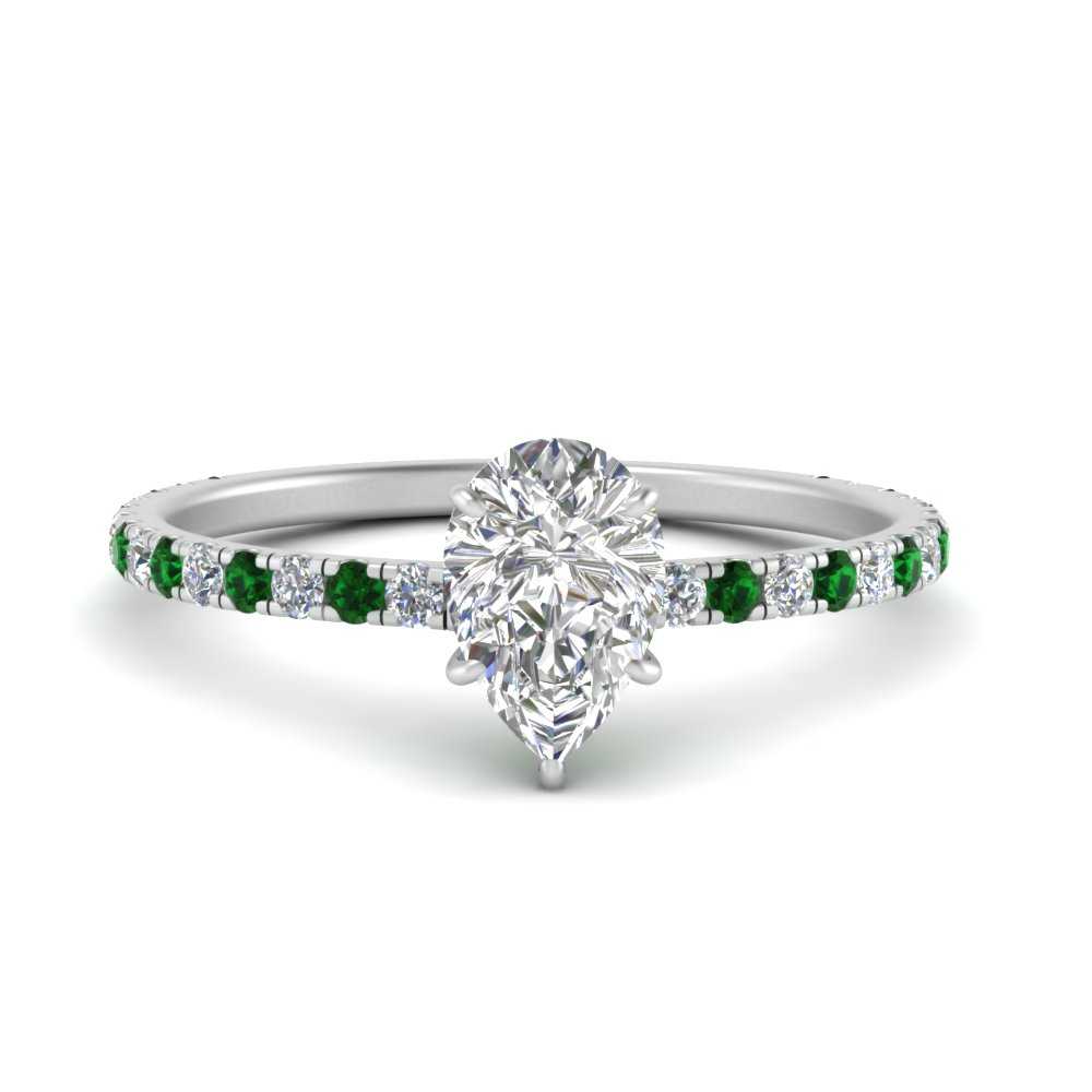 three-fourth-under-halo-pear-shaped-diamond-engagement-ring-with-emerald-in-FD9168PERGEMGRANGLE3-NL-WG