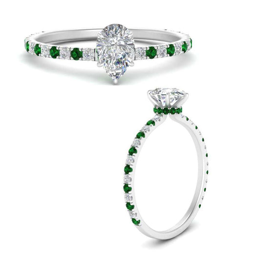 three-fourth-under-halo-pear-shaped-diamond-engagement-ring-with-emerald-in-FD9168PERGEMGRANGLE3-NL-WG