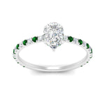 Load image into Gallery viewer, three-fourth-under-halo-pear-shaped-diamond-engagement-ring-with-emerald-in-FD9168PERGEMGRANGLE3-NL-WG