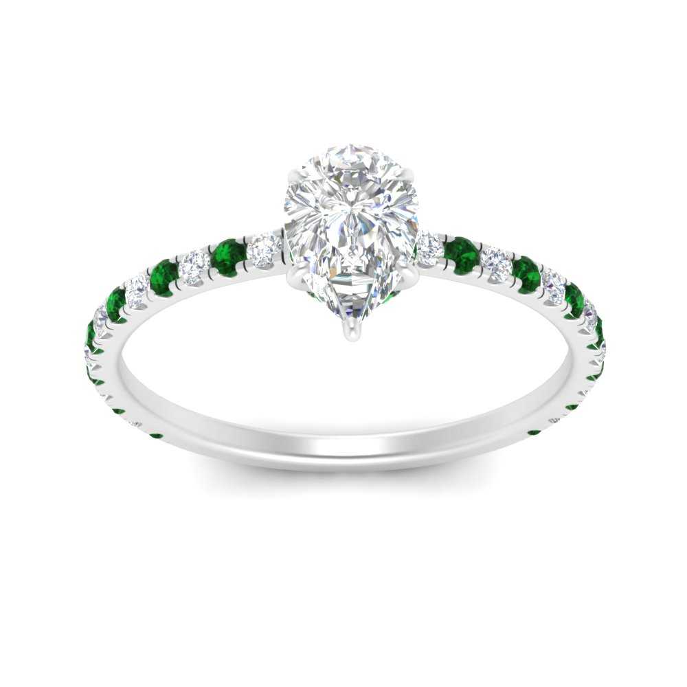 three-fourth-under-halo-pear-shaped-diamond-engagement-ring-with-emerald-in-FD9168PERGEMGRANGLE3-NL-WG