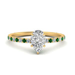 Load image into Gallery viewer, three-fourth-under-halo-pear-shaped-diamond-engagement-ring-with-emerald-in-FD9168PERGEMGRANGLE3-NL-YG