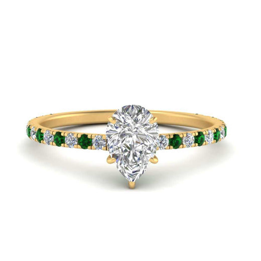 three-fourth-under-halo-pear-shaped-diamond-engagement-ring-with-emerald-in-FD9168PERGEMGRANGLE3-NL-YG