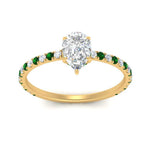 Load image into Gallery viewer, three-fourth-under-halo-pear-shaped-diamond-engagement-ring-with-emerald-in-FD9168PERGEMGRANGLE3-NL-YG
