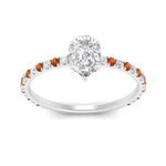Load image into Gallery viewer, three-fourth-under-halo-pear-shaped-diamond-engagement-ring-with-orange-sapphire-in-FD9168PERGSAORANGLE3-NL-WG
