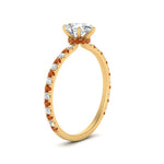 Load image into Gallery viewer, three-fourth-under-halo-pear-shaped-diamond-engagement-ring-with-orange-sapphire-in-FD9168PERGSAORANGLE3-NL-YG