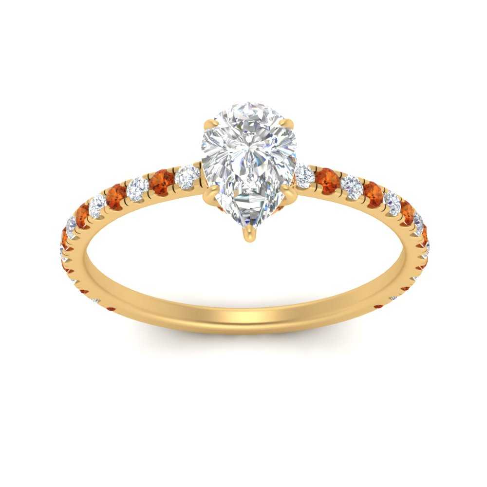 three-fourth-under-halo-pear-shaped-diamond-engagement-ring-with-orange-sapphire-in-FD9168PERGSAORANGLE3-NL-YG