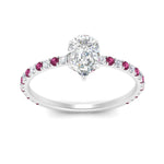 Load image into Gallery viewer, three-fourth-under-halo-pear-shaped-diamond-engagement-ring-with-pink-sapphire-in-FD9168PERGSADRPIANGLE3-NL-WG
