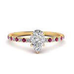Load image into Gallery viewer, three-fourth-under-halo-pear-shaped-diamond-engagement-ring-with-pink-sapphire-in-FD9168PERGSADRPIANGLE3-NL-YG