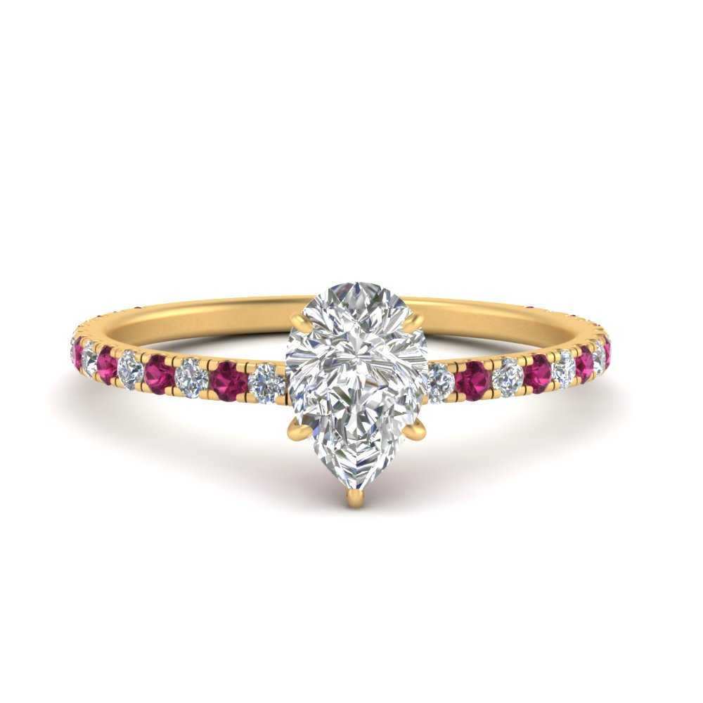 three-fourth-under-halo-pear-shaped-diamond-engagement-ring-with-pink-sapphire-in-FD9168PERGSADRPIANGLE3-NL-YG