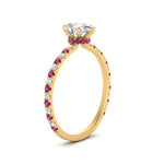 Load image into Gallery viewer, three-fourth-under-halo-pear-shaped-diamond-engagement-ring-with-pink-sapphire-in-FD9168PERGSADRPIANGLE3-NL-YG