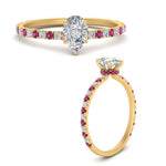 Load image into Gallery viewer, three-fourth-under-halo-pear-shaped-diamond-engagement-ring-with-pink-sapphire-in-FD9168PERGSADRPIANGLE3-NL-YG