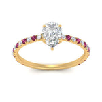 Load image into Gallery viewer, three-fourth-under-halo-pear-shaped-diamond-engagement-ring-with-pink-sapphire-in-FD9168PERGSADRPIANGLE3-NL-YG
