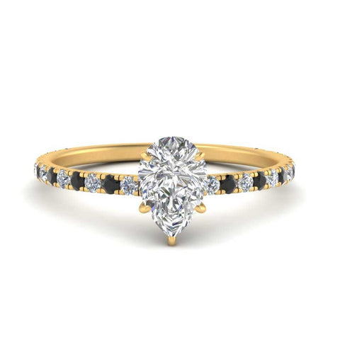 three-fourth-under-halo-pear-shaped-engagement-ring-with-black-diamond-in-FD9168PERGBLACKANGLE3-NL-YG
