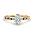 Load image into Gallery viewer, three-fourth-under-halo-pear-shaped-engagement-ring-with-black-diamond-in-FD9168PERGBLACKANGLE3-NL-YG
