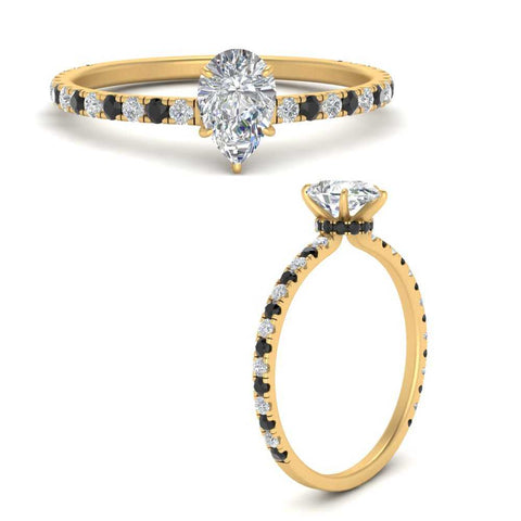 three-fourth-under-halo-pear-shaped-engagement-ring-with-black-diamond-in-FD9168PERGBLACKANGLE3-NL-YG