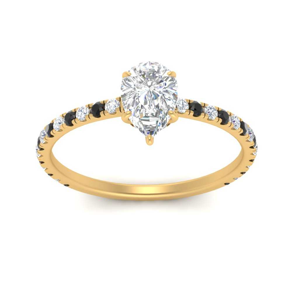 three-fourth-under-halo-pear-shaped-engagement-ring-with-black-diamond-in-FD9168PERGBLACKANGLE3-NL-YG