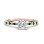 Load image into Gallery viewer, three-fourth-under-halo-princess-cut-diamond-engagement-ring-with-emerald-in-FD9168PRRGEMGRANGLE3-NL-RG
