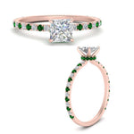 Load image into Gallery viewer, three-fourth-under-halo-princess-cut-diamond-engagement-ring-with-emerald-in-FD9168PRRGEMGRANGLE3-NL-RG
