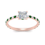 Load image into Gallery viewer, three-fourth-under-halo-princess-cut-diamond-engagement-ring-with-emerald-in-FD9168PRRGEMGRANGLE3-NL-RG
