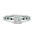 Load image into Gallery viewer, three-fourth-under-halo-princess-cut-diamond-engagement-ring-with-emerald-in-FD9168PRRGEMGRANGLE3-NL-WG

