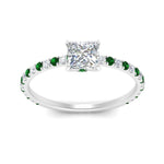 Load image into Gallery viewer, three-fourth-under-halo-princess-cut-diamond-engagement-ring-with-emerald-in-FD9168PRRGEMGRANGLE3-NL-WG
