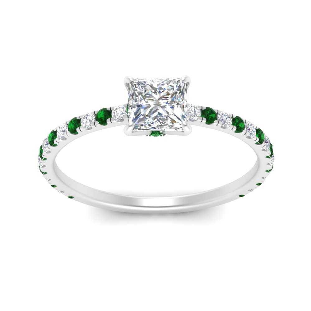 three-fourth-under-halo-princess-cut-diamond-engagement-ring-with-emerald-in-FD9168PRRGEMGRANGLE3-NL-WG