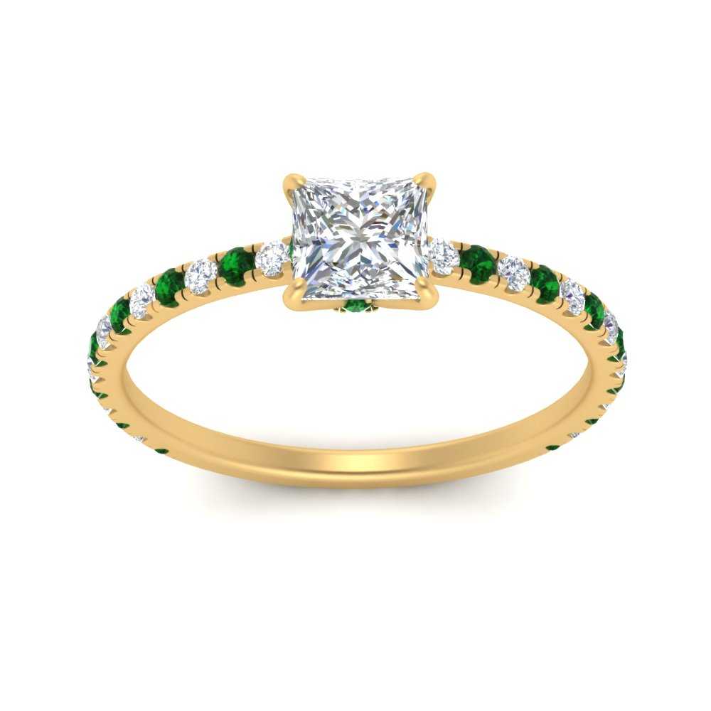 three-fourth-under-halo-princess-cut-diamond-engagement-ring-with-emerald-in-FD9168PRRGEMGRANGLE3-NL-YG