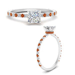 Load image into Gallery viewer, three-fourth-under-halo-princess-cut-diamond-engagement-ring-with-orange-sapphire-in-FD9168PRRGSAORANGLE3-NL-WG
