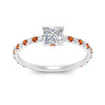 Load image into Gallery viewer, three-fourth-under-halo-princess-cut-diamond-engagement-ring-with-orange-sapphire-in-FD9168PRRGSAORANGLE3-NL-WG
