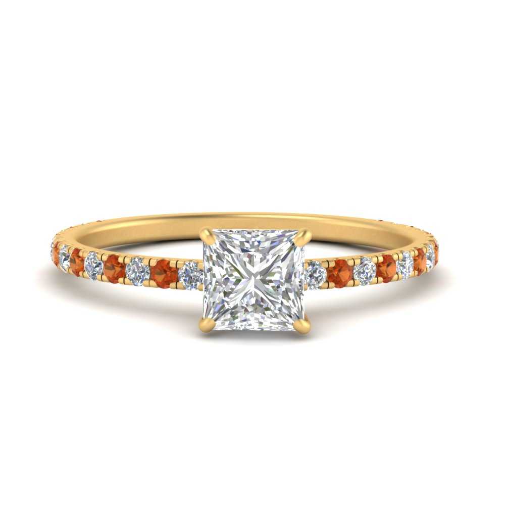 three-fourth-under-halo-princess-cut-diamond-engagement-ring-with-orange-sapphire-in-FD9168PRRGSAORANGLE3-NL-YG