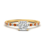 Load image into Gallery viewer, three-fourth-under-halo-princess-cut-diamond-engagement-ring-with-orange-sapphire-in-FD9168PRRGSAORANGLE3-NL-YG
