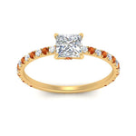 Load image into Gallery viewer, three-fourth-under-halo-princess-cut-diamond-engagement-ring-with-orange-sapphire-in-FD9168PRRGSAORANGLE3-NL-YG
