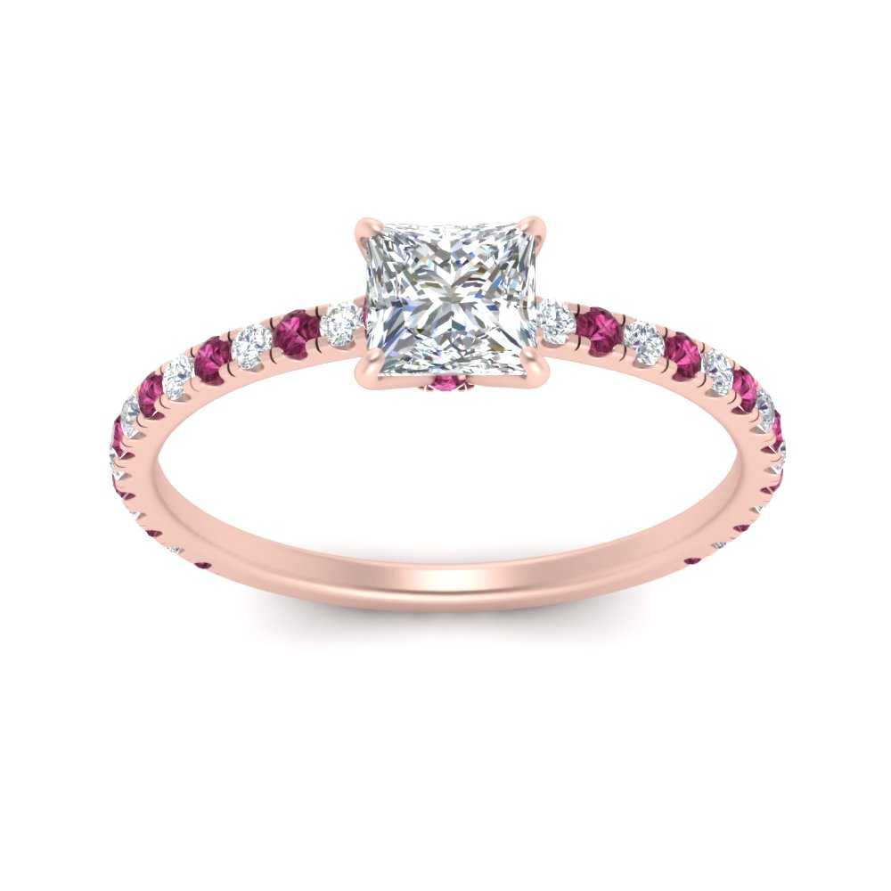 three-fourth-under-halo-princess-cut-diamond-engagement-ring-with-pink-sapphire-in-FD9168PRRGSADRPIANGLE3-NL-RG