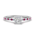 Load image into Gallery viewer, three-fourth-under-halo-princess-cut-diamond-engagement-ring-with-pink-sapphire-in-FD9168PRRGSADRPIANGLE3-NL-WG
