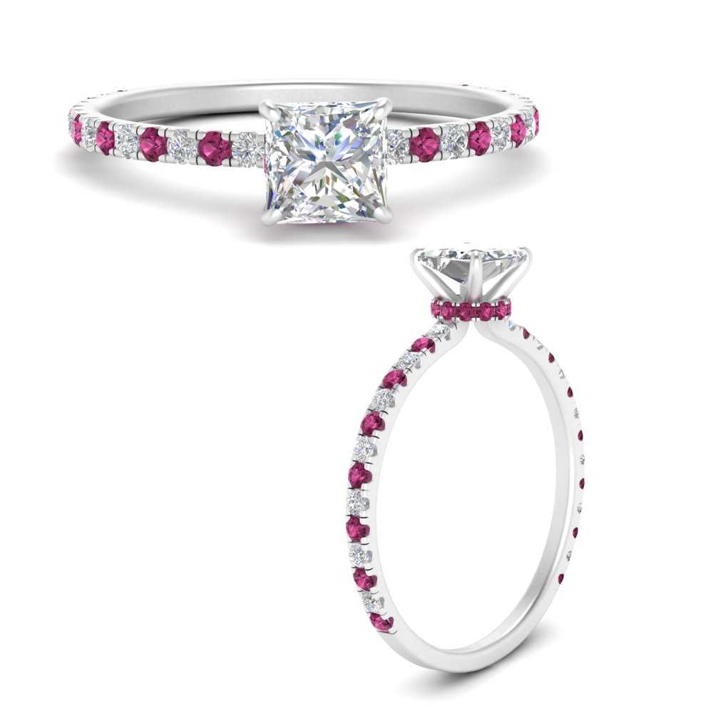 three-fourth-under-halo-princess-cut-diamond-engagement-ring-with-pink-sapphire-in-FD9168PRRGSADRPIANGLE3-NL-WG