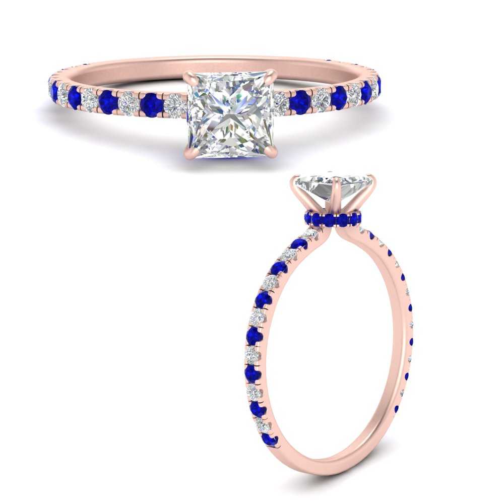 three-fourth-under-halo-princess-cut-diamond-engagement-ring-with-sapphire-in-FD9168PRRGSABLANGLE3-NL-RG