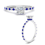 Load image into Gallery viewer, three-fourth-under-halo-princess-cut-diamond-engagement-ring-with-sapphire-in-FD9168PRRGSABLANGLE3-NL-WG
