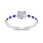 Load image into Gallery viewer, three-fourth-under-halo-princess-cut-diamond-engagement-ring-with-sapphire-in-FD9168PRRGSABLANGLE3-NL-WG
